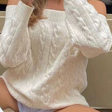 Solid Off Shoulder Pullover Sweater