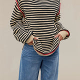 Striped Crew Neck Knit Sweater