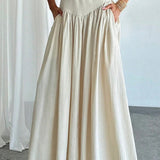 Ruffled High Waist A Line Belted Side Pocket Elegant Skirt