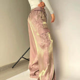 Golden Years Glitter Fabric Drawstring Waist Pocketed Wide Leg Pants