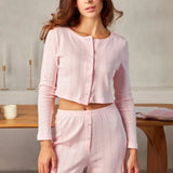 Soft Casual Cutout Jacquard Two Piece Set