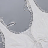 Sexy Lace Trim Backless Tie Crop Top