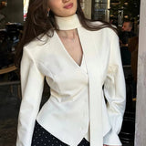 Elegant V-Neck Office Blazer