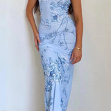Printed V Neck Bodycon Slip Dress