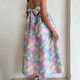 Beautiful Temperament Printed Strapless Backless Swing Dress