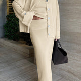 Elegant Minimalist Knit Long Sleeve Cardigan Cami Three Piece Set