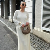 Ruffled Long Sleeve Bodycon Maxi Dress