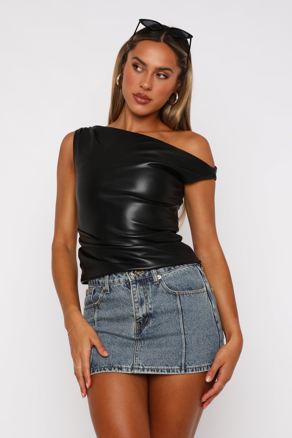 She's A Force PU Top Black