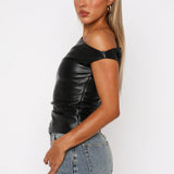 She's A Force PU Top Black