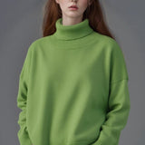 Solid High Neck Loose Knit Sweater