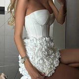 3D Flower Strapless Elegant Party Dress
