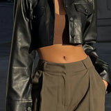 Grunge Style Faux Leather Jacket