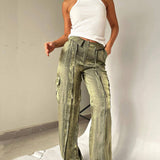 Golden Years Glitter Fabric Drawstring Waist Pocketed Wide Leg Pants