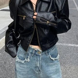 PU Leather Biker Short Jacket