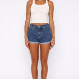 Missin' Something Denim Shorts Cobalt Blue Wash