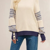 Colorblock Turtleneck Knit Sweater