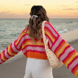 Striped Knit Pullover Sweater