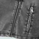 Washed PU Moto Biker Jacket