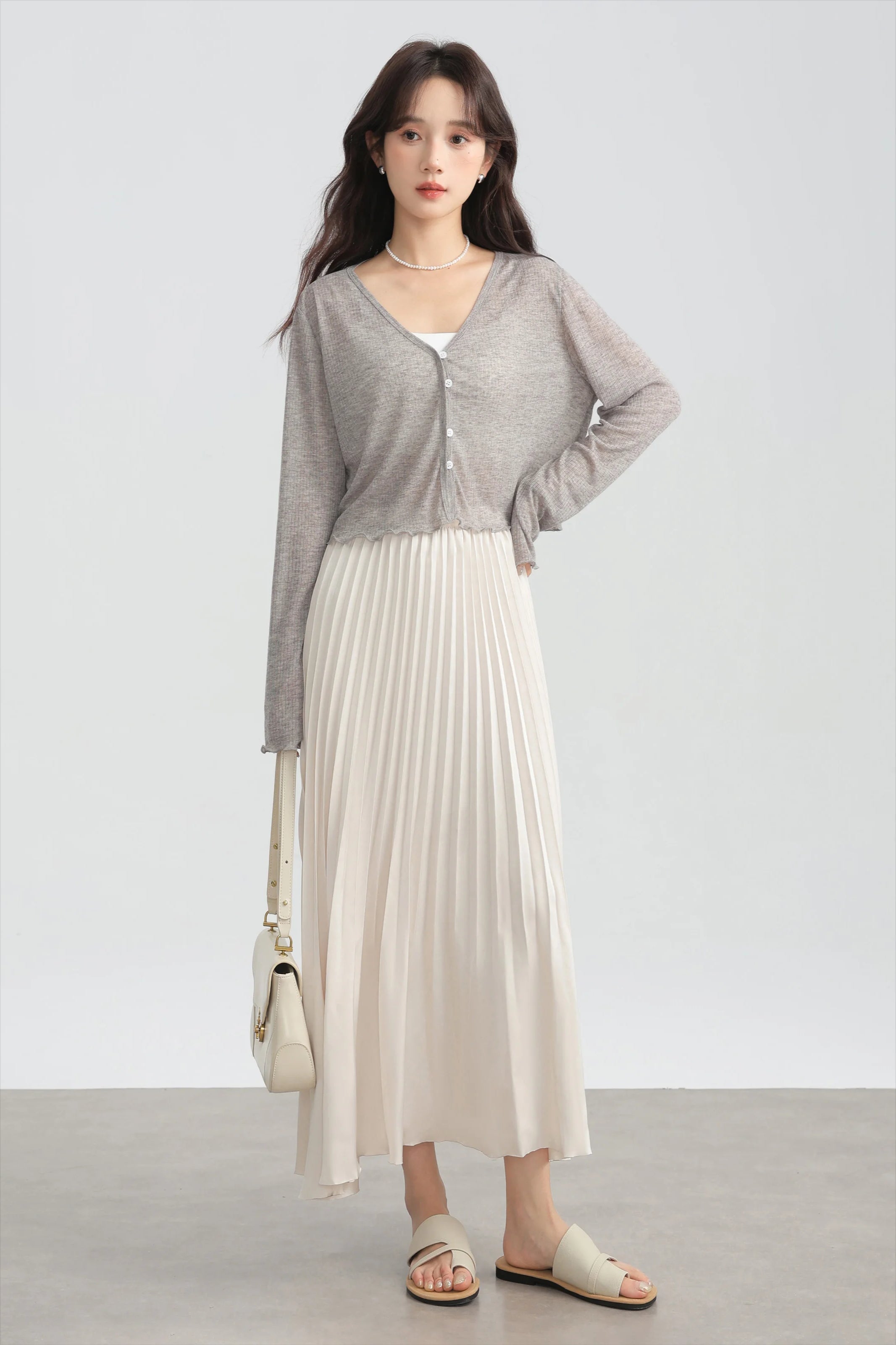 Tencel V-Neck Cropped Cardigan