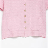 Solid Knit Short Sleeve Cardigan