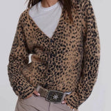 Vintage Leopard Print V Neck Sweater