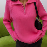 Polo Collar Knit Pullover Sweater