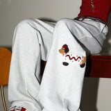 Print Loose Straight Leg Sweat Pants