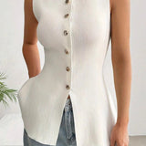 Casual Sleeveless Knit Sweater