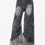 Patchwork Leopard Wide Leg Jeans
