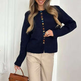 Color Button Knit Cardigan Sweater