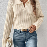 Fashion Lapel Knit Sweater