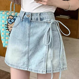 High Waist Denim Skort A Line Bodycon Mini Skirt