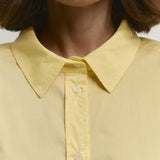 Cotton Yellow Button Down Loose Commuter Blouse