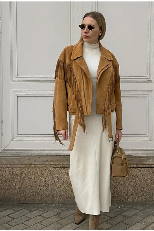 Suede Cropped Zipper Jacket