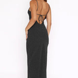 Polka Dot Cami Bodycon Maxi Dress
