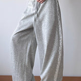 Lace Trim Wide Leg High Waist Pants