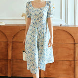Printed Square Neck Floral Dress