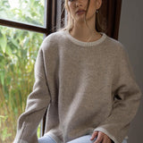 Colorblock Crew Neck Knit Sweater