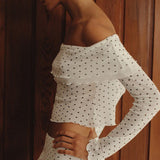 Off Shoulder Polka Dot Two Pieces Set