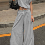 Sleeveless Pullover Wide Leg Pants Two Piece Set
