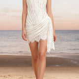 Strapless Lace Corset Sheer Mini Dress
