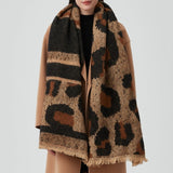 Thick Loop Knit Leopard Pattern Scarf
