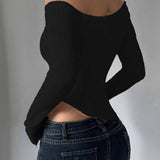 Asymmetrical Neck Slim Fit Sweater