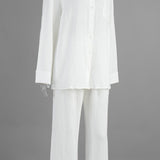 Solid Cotton Wrinkled Shirt Pants Two Piece Set