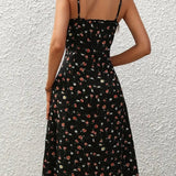 Spaghetti Strap Slit Floral Dress
