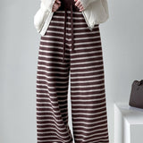 Striped Knit Thickened Casual Pants