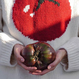 Embroidered Tomato Pattern Knit Sweater