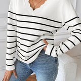 Ribbed V-Neck Long Sleeve Sweater