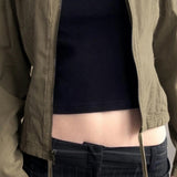 Vintage Drawstring Hem Street Jacket
