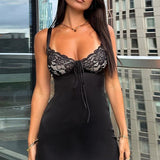 Backless Lace Panel A-line Cocktail Dress